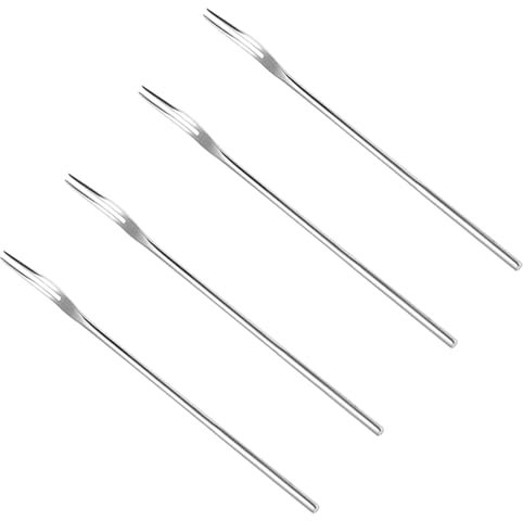 4 pcs for Small Travel Long Fruit Home Practical Tiny Portable Tasting Handle Prong Kitchen Cocktail Steel Stainless Dinner Banquet Forks Bar Teeth Accessory Pickle Fork,Dessert Forks,Cake Forks
