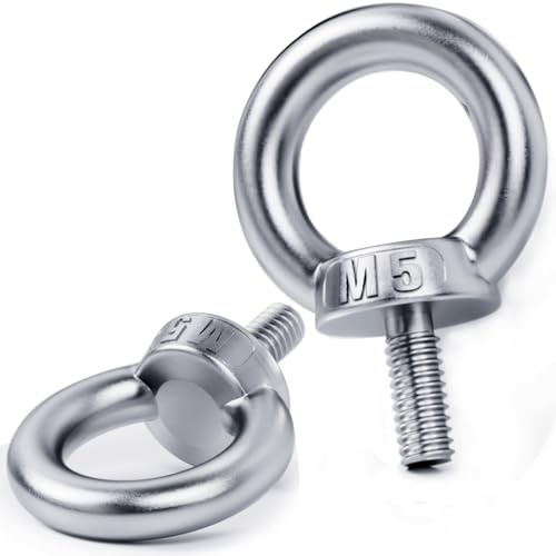 YOOPIN 6 Stück M5 Ringschraube, 304 Edelstahl | Ösenschraube mit Gewinde. Für Befestigungstechnik und technische Hebevorrichtungen