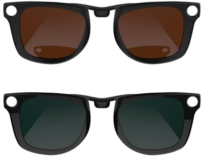 RCstyle HiBloks Lot de 2 clips polarisés à clipser compatibles avec Ray-Ban Meta Wayfarer et Gen 2 (RW4006/RW4012 Regular), clip à décoloration pour accessoires RayBan Meta Gen 2 (marron, vert foncé)