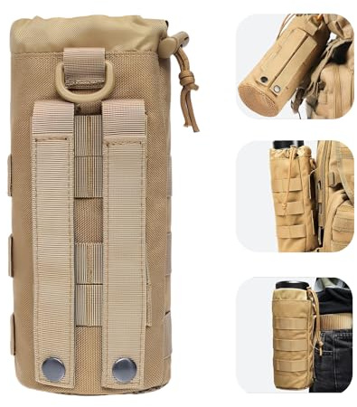 Diyxisk flaskhållare ryggsäck justerbar molle taktik lerfärg bälte 1000D nylon ryggsäck flaskhållare lämplig för utomhus vandring camping vandring