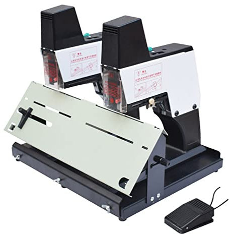 XUCS Agrafeuse Électrique À Double Tête, Agrafeuse De Bureau avec Pédale, Agrafeuse Robuste A3, Puissance 1600 W, Aiguille/Aiguille À Cheval Deux Modes, Épaisseur De Reliure 40 Feuilles