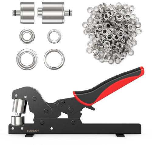 TUBTAP® Set di pinze per occhielli orizzontali con 500 occhielli (diametro 10 mm) pinza per occhielli per tessuti, teloni e tende da sole