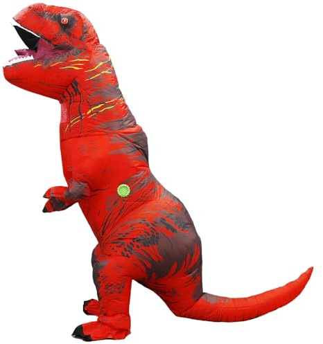 QNRMS Inflatable Dinosaur Costume Adult Fancy Dinosaur Suit Blow up Trex Full Body Dino Costume (Red)