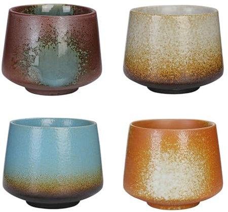 Hachera 4pcs Italian Ceramic Coffee Cups, 200Ml, Tazza Di Caffè Italiano, Espresso Set, Tazza Di Caffè Espresso Senza Manico, a Pareti Spesse Tazza In Ceramica, Mini Tazza Di Espresso