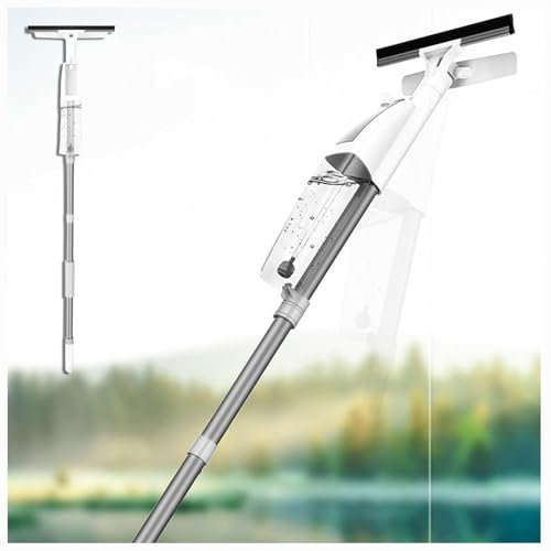 HJXBD888 3 en 1 Spray Limpiacristales con Poste Telescópico, Limpiacristales Profesional con 3 Paños Microfibra para Ventanas Altas Interior/Exterior