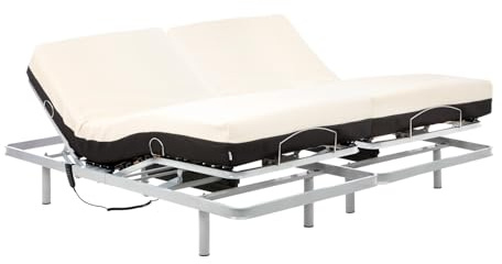 Geriafy – Elektrisches Doppelbett 160x190 cm mit Zwei Unabhängigen Lattenrosten | Memory-Foam-Matratzen mit Baumwollbezug
