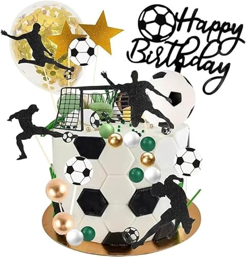 32 Pcs Football Cake Decorations, Football Cake Topper, Soccer Birthday Cake Topper, Sports Theme Party Decorations for Kids Boys Men Sports Theme Birthday Football Party Supplies