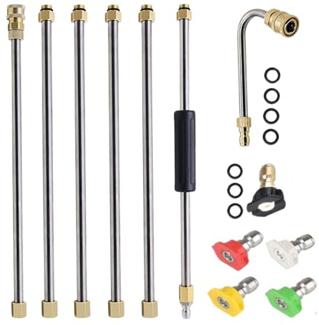Lpoppcx Lanza Extensible Para Hidrolimpiadora,Boquilla Telescópica De Hidrolimpiadora De 276 Bar | Boquilla Telescópica para Limpieza | Para Jardín Canalón Terraza Patio Tejado Hormigón Patio Trasero