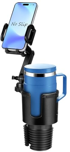 Hiitytin Cup Holder Phone Mount for Car, 2-in-1 Cup Holder Expander with Phone Mount, Universal Adjustable Phone Holder Mount, Long Arm & 360° Rotation for All Smartphones