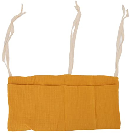 ZLXCAOB Aufbewahrungstasche für Babybett, 2 Taschen, verstellbarer Gurt, Aufbewahrungstasche für Kinderbett für Spielzeug, Kurkuma, Lässig