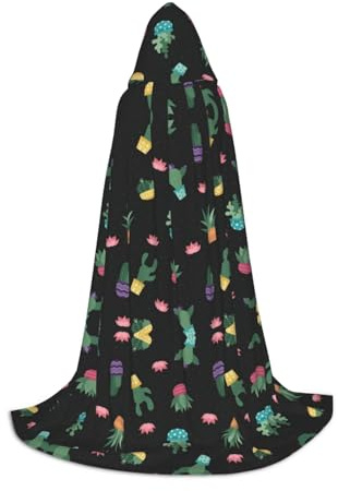 hgnbcsa Cactus.. Print Hooded Cape For Full Length Teenagers, Halloween Long Cloak With Hood Unisex Robe Costume