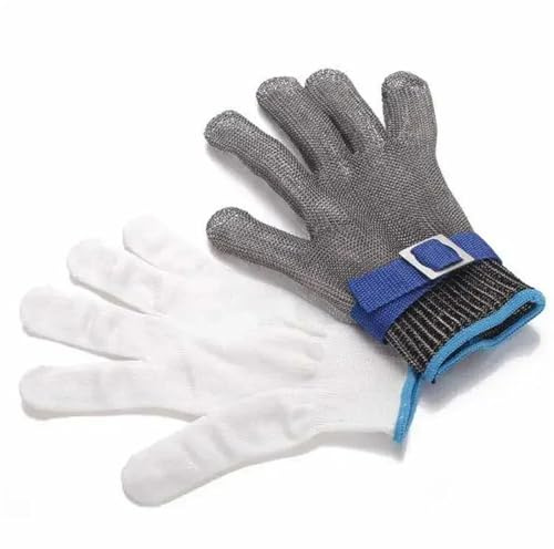 KOROBIE Schnittschutzhandschuhe, Schnittfeste Handschuhe aus Edelstahl 316, Güteklasse A9, for den Einsatz in Schlachtbetrieben(Medium)