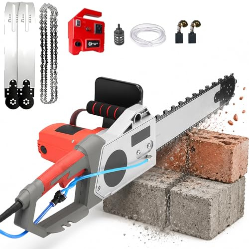 5800W/6500W Sega Elettrica Per Cemento, Sega A Catena In Cemento Portatile, Motosega Per Cemento Armato Con Abbattimento Polvere Ad Acqua, Per Granito E Muro Cemento, Profondità Di Taglio 35/48cm