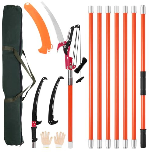 Victoam 27Ft Pole Saw, Pruning Saw Tree Loppers, Telescopic Tree Pruner | Manual Telescopic Tree Loppers Stainless Steel Long Reach Pruner for Yard Garden Patios