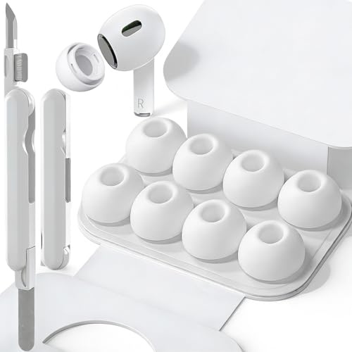 SIXFU 1 Größen der Silikontips Aufsätze für AirPod Pro und AirPods Pro 2 Aufsätze Ohreinsätze Tips mit Reinigungsset & Tragbarem Aufbewahrungskasten, Lärmreduzierung Loch(L) - Weiß