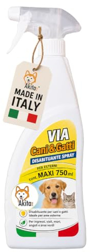 AKITAInk Via Cani e Gatti Disabituante 750 ml, Spray per Aree Esterne e Interne, Ideale per Giardini, Cortili, Muri e Zone da Proteggere