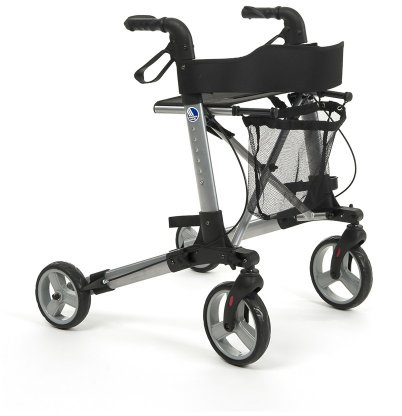 Vermeiren Quadri Light - Leichtgewicht-Reiserollator mit Vollausstattung, 2-fach faltbar für Kofferraum, Reise und Flug, Höhe verstellbar, Gurt, Stockhalter