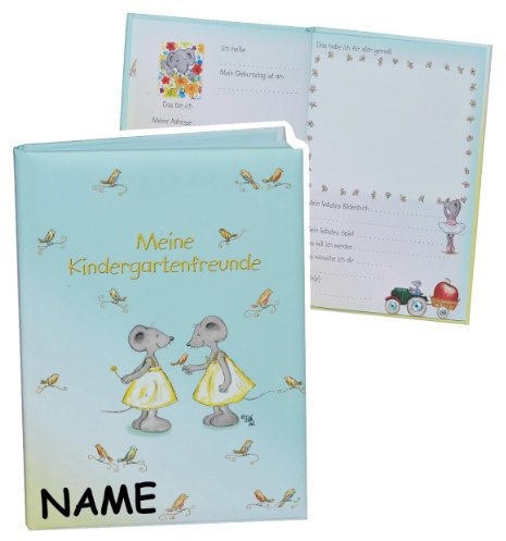 Meine Kindergarten Freunde Buch - Mäuse Tiere für Mädchen/Jungen - mit Name - dick gebunden für Kindergartenfreunde Poesie A5 Hardcover - Freundebuch Poesie..