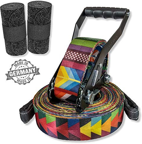 BUZZARD Havanna - Nachhaltiges Slackline-Set 15 m mit Baumschutz 120 cm - Made in Germany