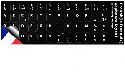 jumper French Keyboard Sticker, Black AZERTY Keyboard Sticker for Laptop Keyboard Keys for French or Belgian Users – Conversion of QWERTY to AZERTY Keyboard