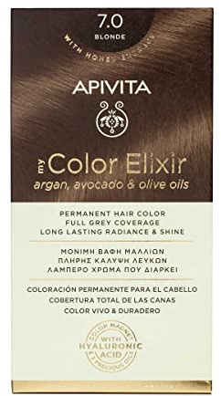 Permanent 7.0 blond min färg elixir färg Apivita