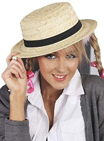 Magic Box Adult Size Schoolgirl Straw Boater Hat