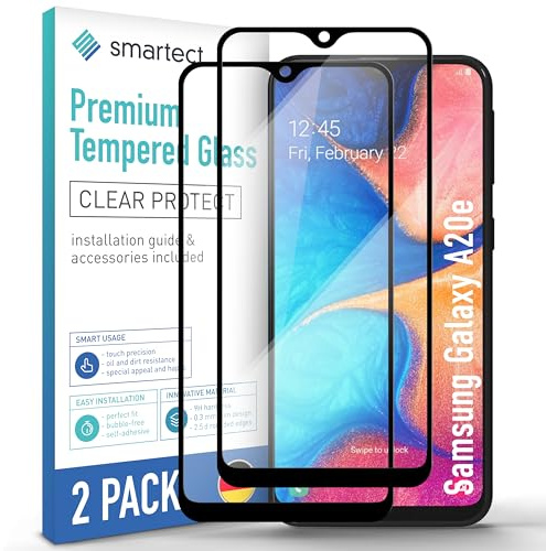 smartect Schutzglas [2 Stück, Full Screen] kompatibel mit Samsung Galaxy A20e, HD Schutzfolie Anti-Kratzer, Blasenfrei, 9H Härte, 0.3 mm Ultra-klar, Ultrabeständig