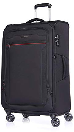 ABISTAB Verage Toledo Weichgepäck 4 Doppelrolle großer Koffer Trolley L-83cm 96-115 L erweiterbar, TSA-Schloss, Weichschale-Reisekoffer Schwarz