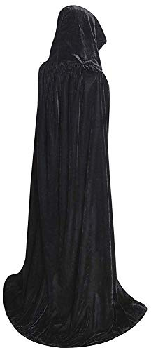 MAKFORT Cape à Capuche Vampire Unisexe Costume Halloween Velours De Luxe Manteau pour la Fête (Noir XL)