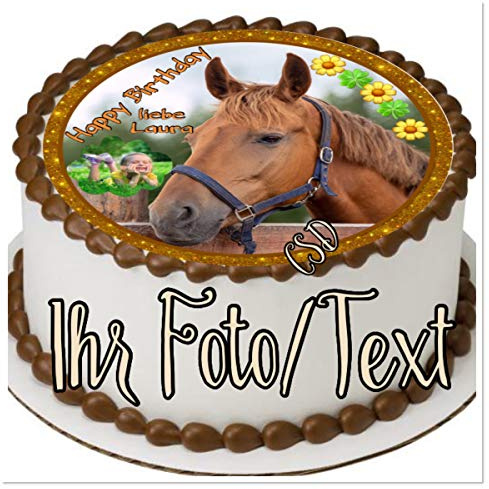 Tortenaufleger Pferd, mit Foto/Text, personalisiert, Zuckerpapier Tortenbild, Geburtstag,Fototorte