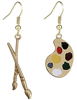 T-ztoss Personality Artist Paint Brush Earrings Unique Charm Paint Palette Dangle Earrings Colorful Painter Palette Paint Stud Earrings For Women Jewelry Artist Gift Art Teacher Gifts, Stainless Steel