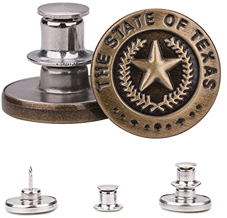 WedDecor Jeans Buttons 17mm Bronze 2 Pcs Detachable Tool Free Reusable Star