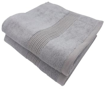 Alpes Blanc Set of 2 Cotton and Bamboo Bath Towels - 600 g/m² - Bamboo Colours - Pearl Grey, Bamboo Towel Sizes - 100 x 150 cm