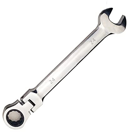 Vokenforu Llaves de trinquete de cabeza flexible de 24 mm, llave combinada de trinquete métrica de acero al cromo vanadio para reparación de automóviles y bicicletas