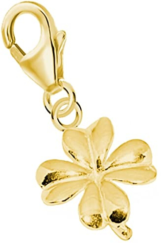 Goldene Hufeisen mini klein Kleeblatt Karabiner Charm Anhänger für Bettelarmband aus 925 Sterling-Silber Vergoldet