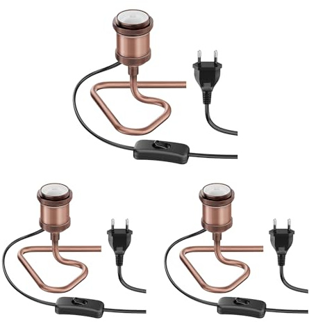 ledscom.de 3x Tischlampe RETRA, Schalter, bronze, 1x E27 max. 60W