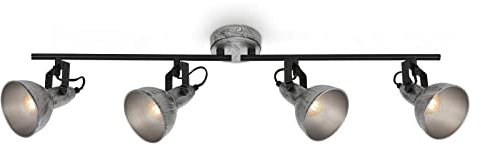 BRILONER - Spot de plafond vintage, lampe de plafond orientable rétro, plafonnier, 4x E14 douille, Silver-Crafted, 795x100x185 mm