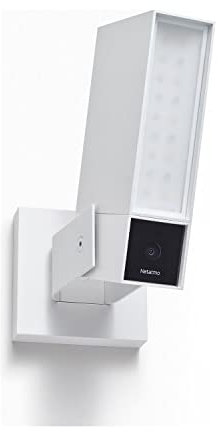 Netatmo Cámara de Vigilancia WiFi Exterior Inteligente con Sirena 105 dB, Foco Integrado, Detección de Movimientos, Visión Nocturna, Sin Costo Adicional, NOC-S-EC