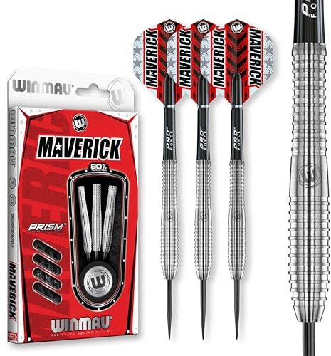 WINMAU Maverick 24 Gram Professionell Stålspets Volfram Dart Set med dartflygs och stjälkar