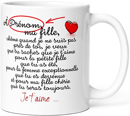Luigi Collection Mug Personnalisable Ma Fille Prénom Femme Tasse Message Humour drôle Personnalisé Idée Cadeau Original pour Enfant Papa Maman Père Mère Anniversaire Noël