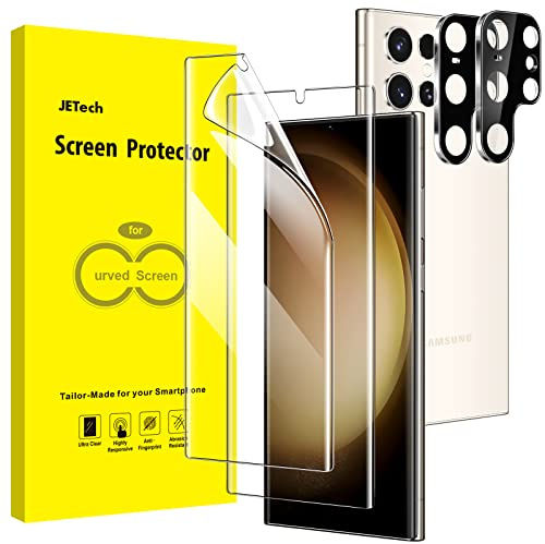 JETech Skärmskydd för Samsung Galaxy S23 Ultra 5G 6,8 Tum med Kameralinsskydd, Screen Protector Flexibel TPU Film, Fingeravtryck ID Kompatibel, HD Klar, 2-Pack Varje