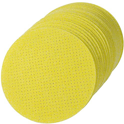 Selead Schleifpapier 225mm Klett Dauerhafte Schleifpads 25 Stück je 5 x Korn 60/80/120/180/220 Schleifscheiben Perforiert Schleifblätter Round f. Trockenbauschleifer Schleifgiraffe Deckenschleifer