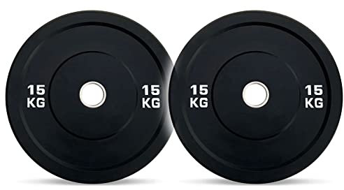 Bumper Plates 2 x 15kg Hantelscheibe 50mm Gummi Gewichte Gewichtscheibe mit Metall-Innenring