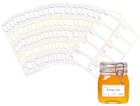 FIHODONE 200 Stück Etiketten Selbstklebend zum Beschriften für Marmeladengläser, Gefrieretiketten Aufkleber Küche Universal Etiketten, Beschriftungsschilder für Gewürzgläser Tiefkühldosen (60x30mm)