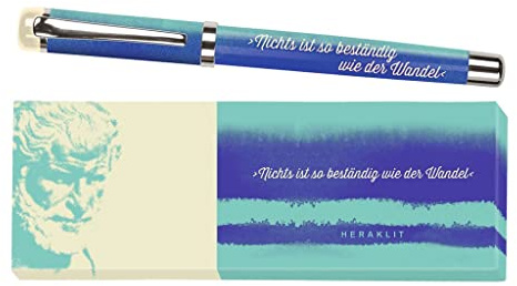 moses. libri_x Tintenroller Heraklit, Tintenschreiber aus Metall mit blauer Mine, Bedruckt mit Zitat von Heraklit von Ephesos, in einer schönen Schachtel, 1 stück (1er Pack)