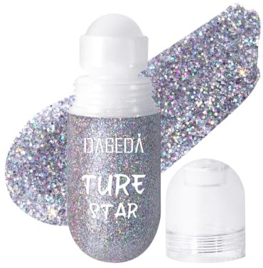 Prreal Roll-on - Gel à paillettes pour le corps - Maquillage de sirène - Accessoire de rave - Peinture holographique à paillettes - Gel pailleté pour le corps - Maquillage d'Halloween pour fête rave
