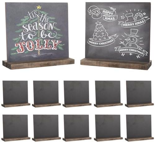 12 Stück 15x13cm Hölzern Kleine Tafeln zum Beschriften Kleine Tafeln zum Beschriften Mini Tafel Doppelseitige Kreidetafel Schilder mit Ständer Kreidetafel Aufsteller für Geburtstag
