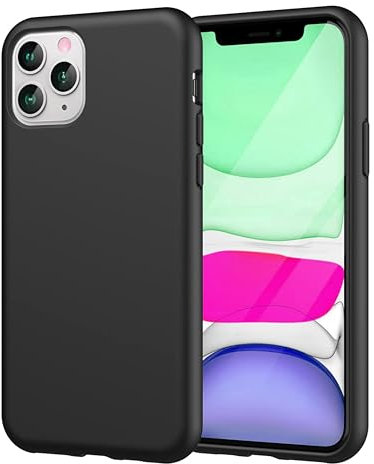 Cyber-Tech Silicone Case for iPhone 11 Pro 5.8-Inch, Silky-Soft Touch Protective Phone Case, Thin Fit Shockproof Cover with Microfiber Lining (Black)