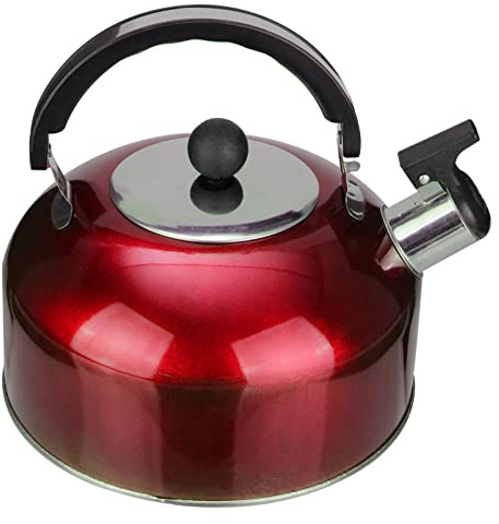 Tetera Silbante de Acero Inoxidable 3 L para Estufa Roja | Gran Capacidad, Apta para Café y Té, Uso Doméstico u Oficina, Diseño Seguro para Niños