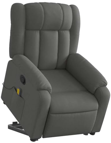 vidaXL Massagesessel, Verstellbar Sessel mit Aufstehhilfe, Fernsehsessel Relaxsessel mit Liegefunktion, Liegesessel Aufstehsessel Polstersessel, Dunkelgrau Stoff